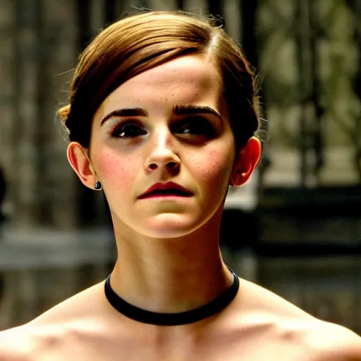 Image similar to emma watson in hunger games, full body shot, highly - detailed, sharp focus, award - winning