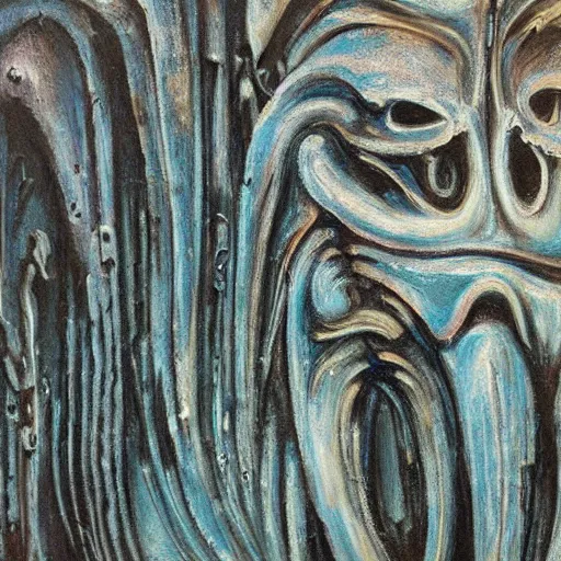 Prompt: abstract oil painting of a pastel texture, hr giger