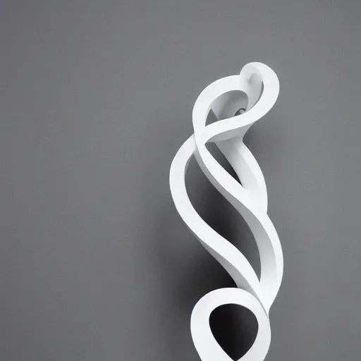 Image similar to photo of white bookshelf shaped like a spiral on white background