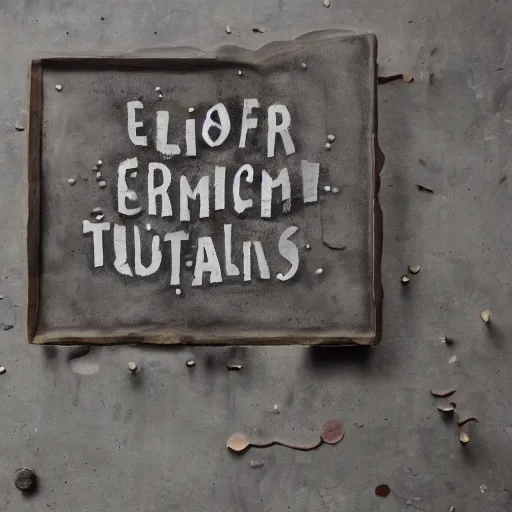 Image similar to Expressive and experimental lettering on a concrete slate, combined with squared old tv screens