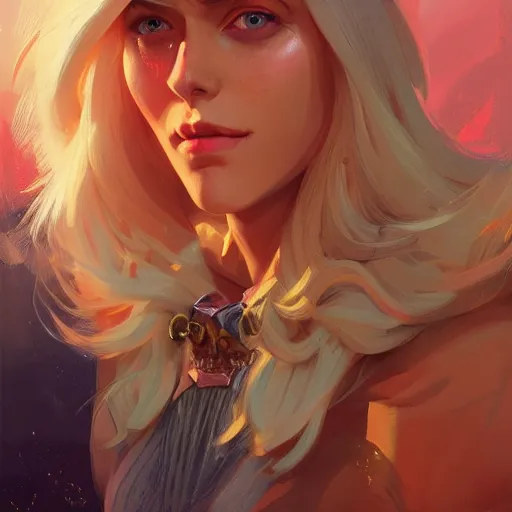 Image similar to beautiful blond woman portrait, maya ali mage, gloomhaven, dynamic lighting, gaudy colors, octane render aesthetic, matte painting concept art, official fanart behance hd artstation by jesper ejsing, by rhads and makoto shinkai and lois van baarle and ilya kuvshinov and rossdraws