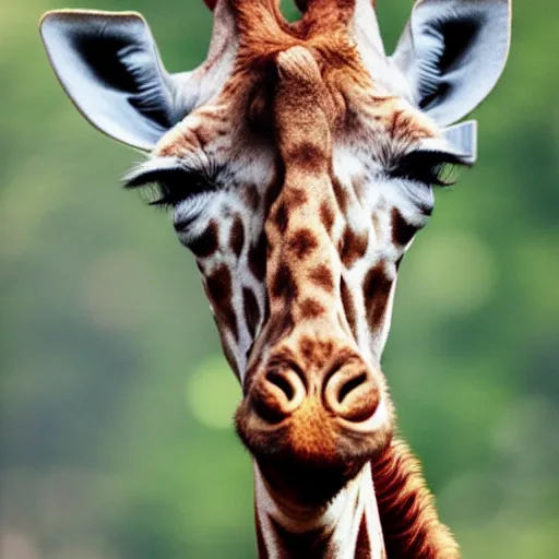 Prompt: a giraffe with 1 2 necks