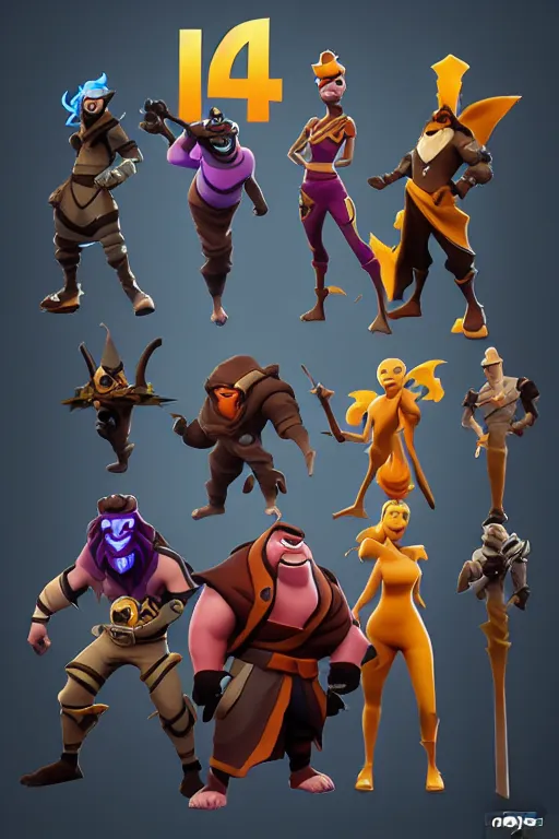 Image similar to dota 2 fortnite characters, animation pixar style, by pendleton ward, magali villeneuve, artgerm, rob rey and kentaro miura style, golden ratio, trending on art station