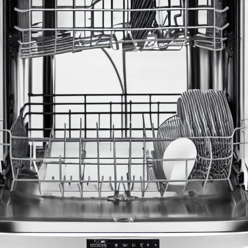 Image similar to photo of an iron skillet inside of a dishwasher, highly detailed, high quality, HD, 4k, 8k, Canon 300mm, professional photographer, 40mp, lifelike, top-rated, award winning, realistic, sharp, no blur, edited, corrected, trending