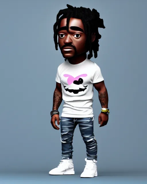 Image similar to full body 3d render of lil uzi vert as a funko pop, studio lighting, white background, blender, trending on artstation, 8k, highly detailed