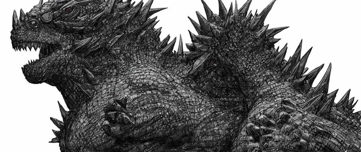 Image similar to “ a extremely detailed stunning portraits of original godzilla by allen william on artstation ”
