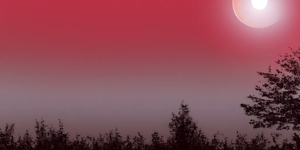 Image similar to lunar eclipse, but the moon is a triangle, sun rays, fog, photorealistic, calm environment