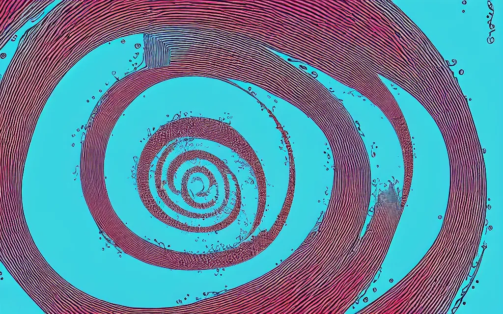 Image similar to fibonacci sequences, cascading trough out the universe. fractal wave. retro minimalist art by jean giraud.
