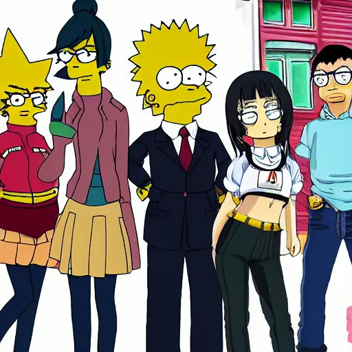 Prompt: anime girl in style of The Simpsons