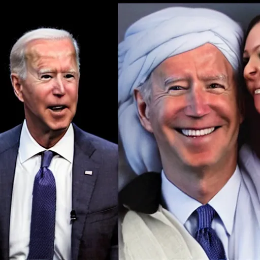 Image similar to 4 k portrait sony a 7 f 2. 8 of mark zuckerberg as a taliban leader hugging us president joe biden as a taliban leader