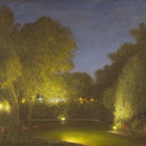 Image similar to a garden at night