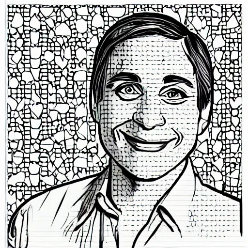 Image similar to Tony Danza coloring book page, line sketch, black and white