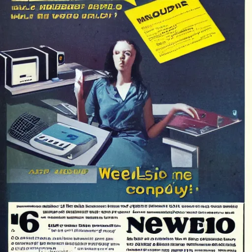 Image similar to magazine advertisement for retro wetware computer
