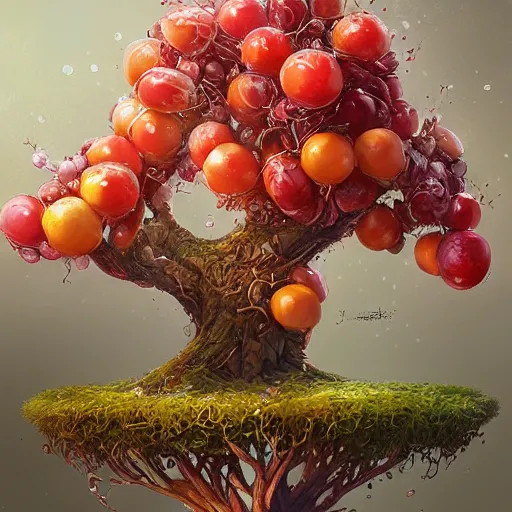 Prompt: tree made of fruits, by stanley artgerm lau, wlop, rossdraws, james jean, andrei riabovitchev, marc simonetti, yoshitaka amano, artstation, cgsociety