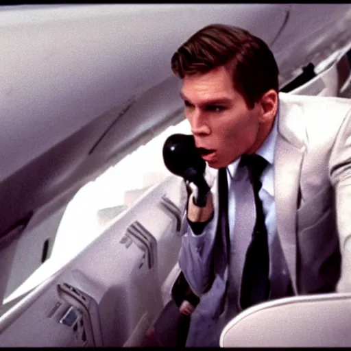 Image similar to Live Action Still of Jerma985 in Airplane!, real life, hyperrealistic, ultra realistic, realistic, highly detailed, epic, HD quality, 8k resolution, body and headshot, film still