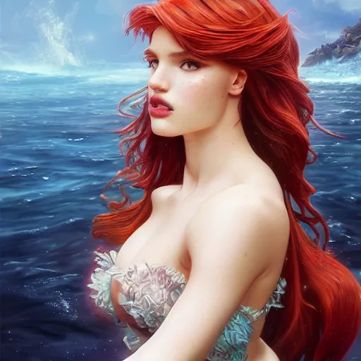 Prompt: ultra realistic illustration, bella thorne as the little mermaid anime, intricate, elegant, highly detailed, digital painting, artstation, concept art, smooth, sharp focus, illustration, art by artgerm and greg rutkowski and alphonse mucha and wlop