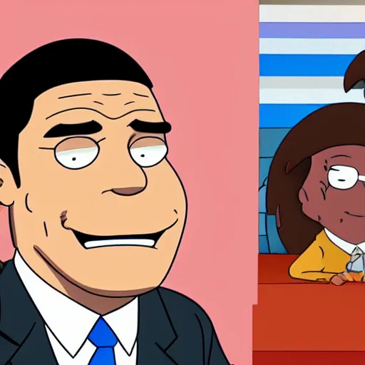 Prompt: Barack Obama in the style of Family Guy, key anime visual, official modern cartoon animation style