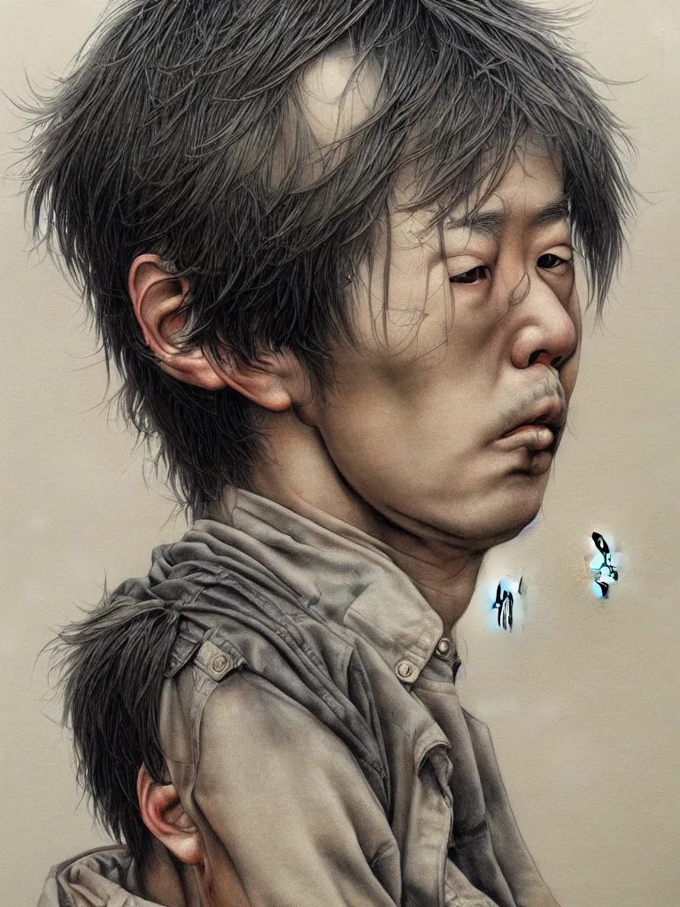 Prompt: Ephemeral character portrait drawn by Katsuhiro Otomo, photorealistic style, intricate detailed oil painting, detailed illustration, oil painting, painterly feeling, centric composition singular character