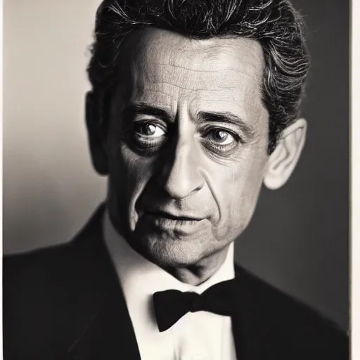 Prompt: hyper realistic and detailed vintage portrait photo of Nicolas Sarkozy, by Annie Leibovitz, Leica SL2 50mm HD
