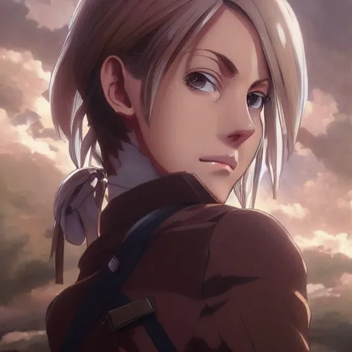 Prompt: highly detailed vfx portrait of annie leonhart from attack on titan drawn by hajime isayama!!, stephen bliss, greg rutkowski, loish, rhads, beeple, makoto shinkai, tom bagshaw, alphonse mucha, sharp focus, art by artgerm and greg rutkowski, stanley kubrick, backlit!!,