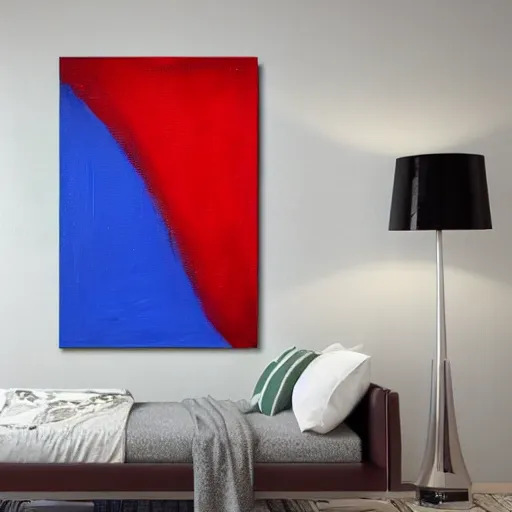 Image similar to acrylic abstract painting on canvas using primary red and blue