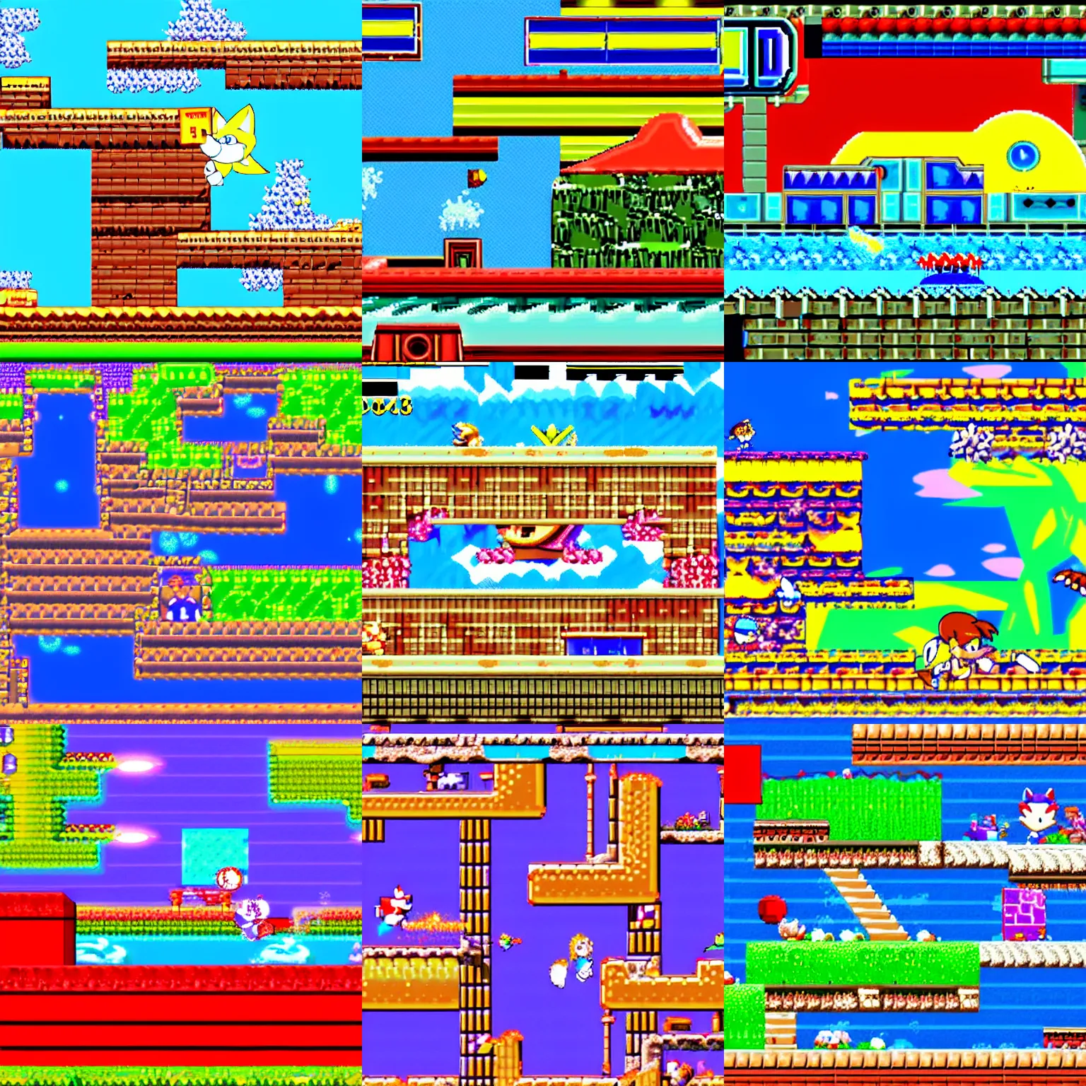 Prompt: screenshot of the Hot Spring Zone from Sonic the Hedgehog 2, gameplay clip