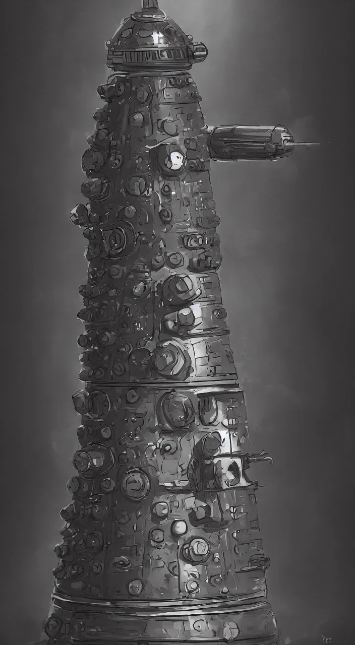 Image similar to Portrait of a Dalek, professional, concept art, cinematic, contrast