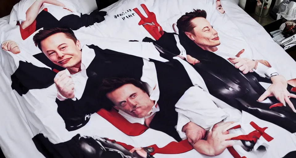 Prompt: elon musk dakimakura advertisement, best selling on etsy