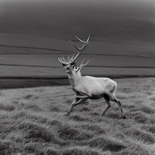 Prompt: paul caponigro running white deer, county wicklow, ireland, 1 9 6 7 - w 1 0 2 4 - g