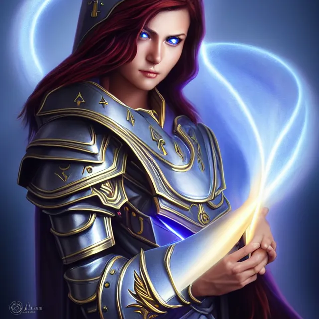 Image similar to holy paladin with light powers, artgerm, anne stokes, highly detailed, 8 k, hdr, close up, smooth, sharp focus, high resolution, award - winning photo