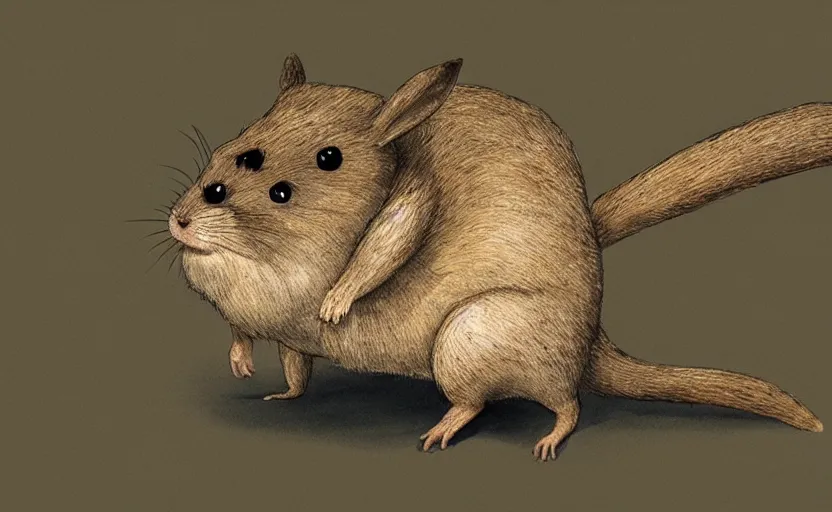 Image similar to ancient rodent ancestor of Pikachu, scientific illustration, fossil reconstruction