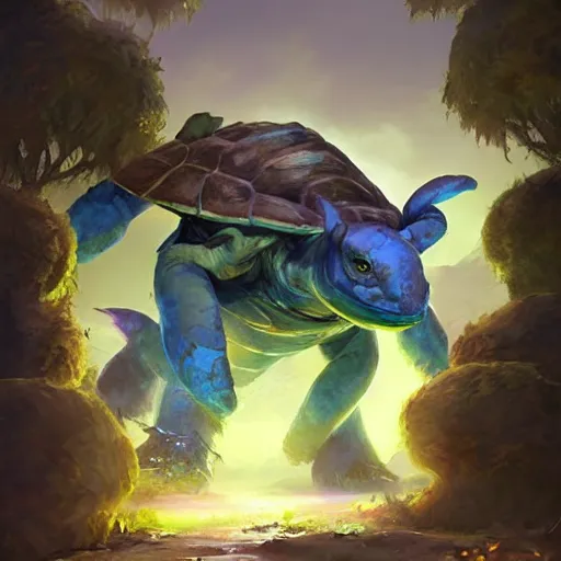 Image similar to blue turtle murlock hybrid, hearthstone art style, epic fantasy style art by Craig Mullins, fantasy epic digital art, epic fantasy card game art by Greg Rutkowski