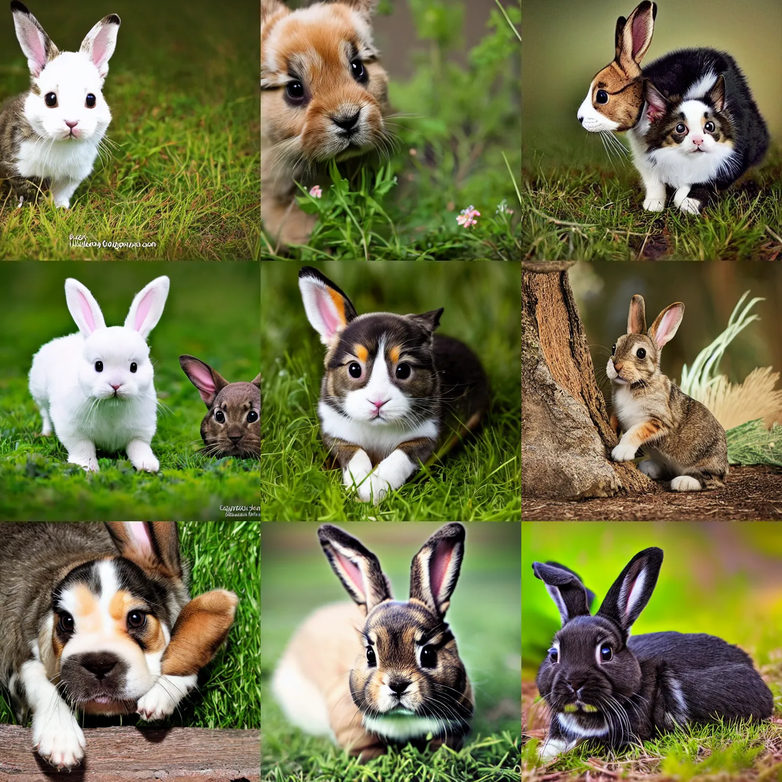 Prompt: a puppy - bunny - cat, wildlife photography