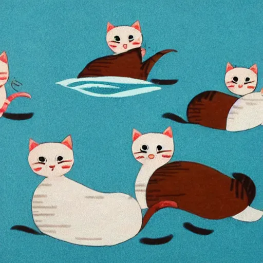 Prompt: A tsunami made out of cats