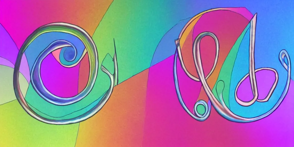 Image similar to a treble clef staff of complex musical notes and orchestral notation flowing from a prism pastel rainbow, comic book panel background, muted colors, dreamy muted pastel colors, in the style of Pink Floyd Dark Side of the Moon