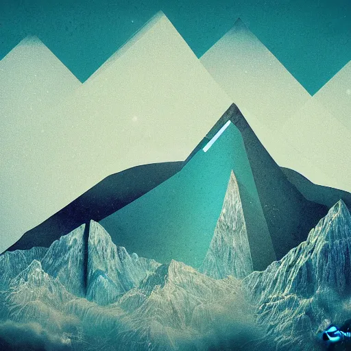 Prompt: a mountain filled with crystals by amir zand