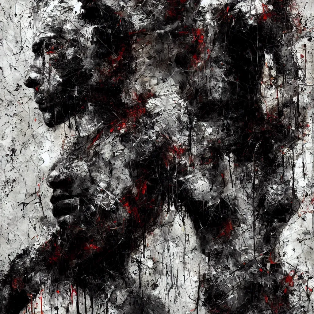 Image similar to full body shot dark man sociopath white background abstract expressionism quality render unreal engine 5 oil painting 3 d by russ mills