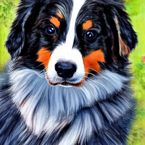 Image similar to australian shepard in the style of neil gaiman