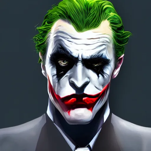 Image similar to the Batman with the joker makeup, digital painting, amazing detail, artstation, cgsociety