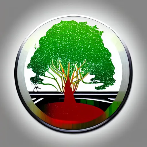 Image similar to a logo of a tree in the y 2 k style, created by the designers republic