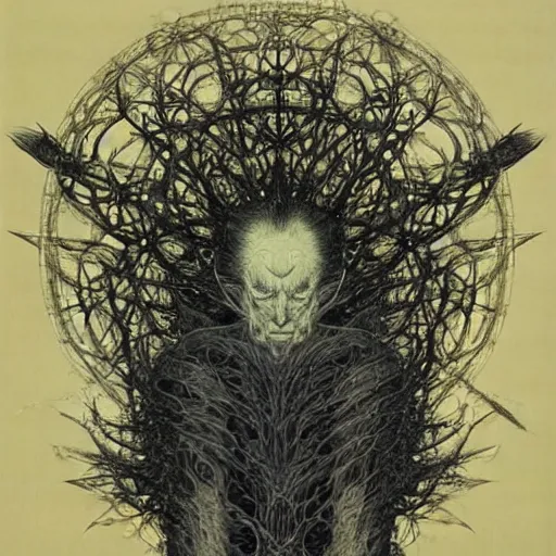 Prompt: simple concept art of, ‘ the old god ’. an award winning yoshitaka amano digital art poster, by james gurney and gerhard richter. art by takato yamamoto. masterpiece, deep colours.