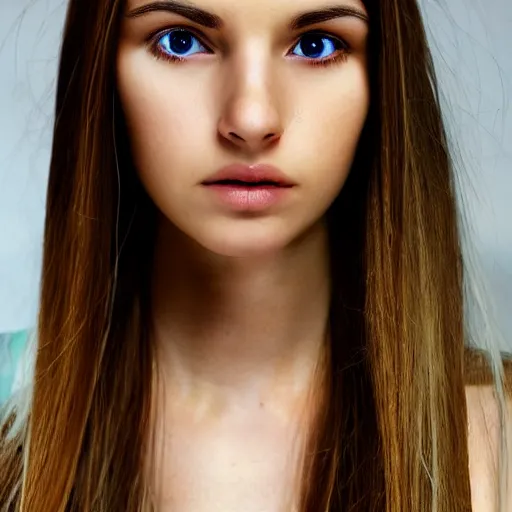 pretty girl with brown hair and hazel eyes
