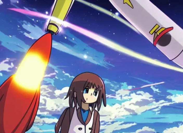 Image similar to rocket launch in anime series