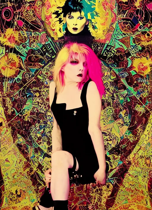 Image similar to cute punk goth fashion fractal young Debbie Harry posing by Zhang Jingna, punk poster art by Victor Moscoso Dan Mumford Kilian Eng Hannah Jeffrey Smith Rick Griffin Alphonse Mucha Gustav Klimt Ayami Kojima Amano Charlie Bowater