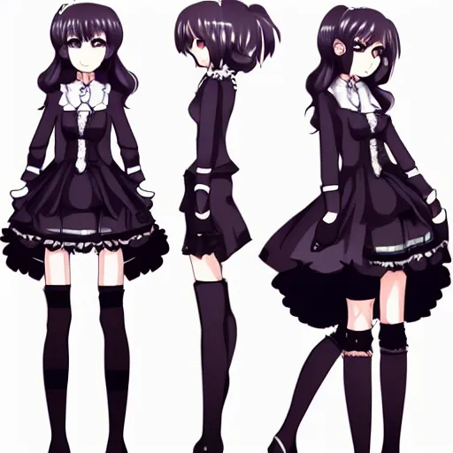 Prompt: fashion, shibuya, anime, game, characters reference sheet, high quality, ultra detailed , maid, full body