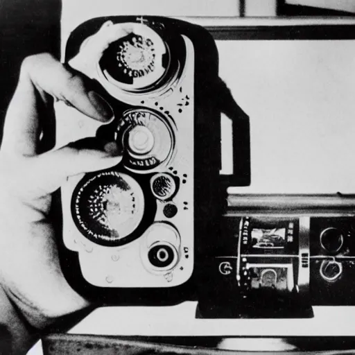 Prompt: 1942 photograph of the original analog Iphone