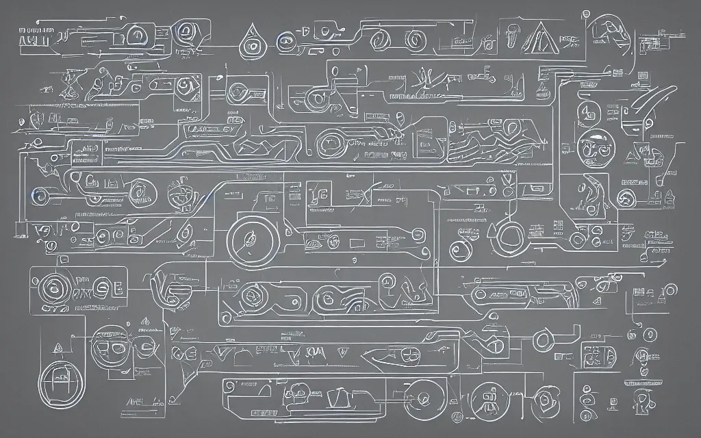 Image similar to alien glyphs hierarchical outline diagram by jayden hansen, well designed futuristic software user interface for movie, great composition and information design, concept art, cinematic, trending on artstation, 4 k