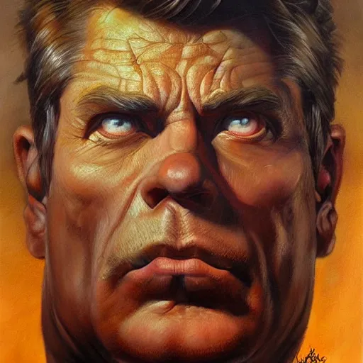 Image similar to detailed portrait of kirby intricate, hyper detailed, realistic, oil painting, by julie bell, frank frazetta, cinematic lighting