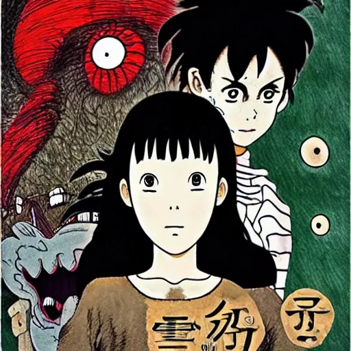 Prompt: studio ghibli junji ito