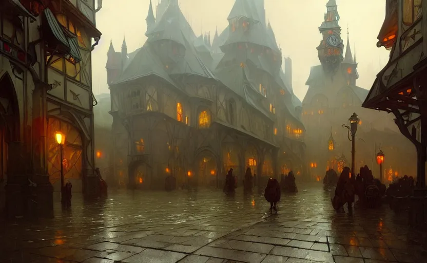 an old medieval city with rainy atmosphere and moody | Stable Diffusion ...